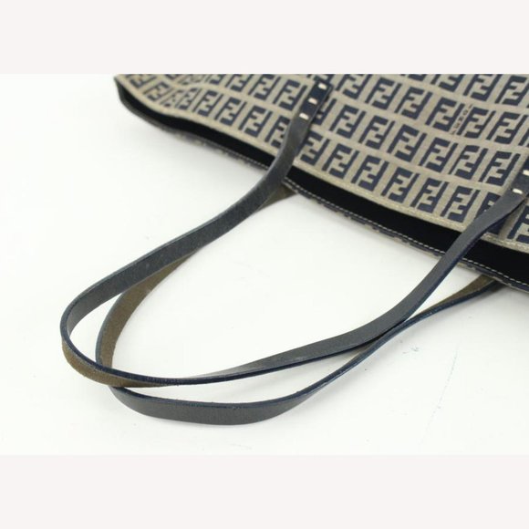 Fendi Navy x Grey Monogram FF Zucca Roll Shopper Tote Bag 60f414s - Picture 6 of 12